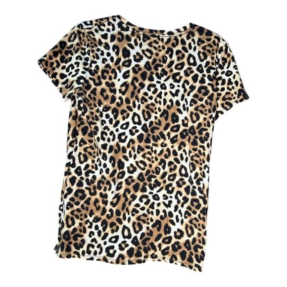 Victoria's Secret PINK Medium M‎ Leopard Print Top Tee Shirt Black White Brown - Picture 2 of 4